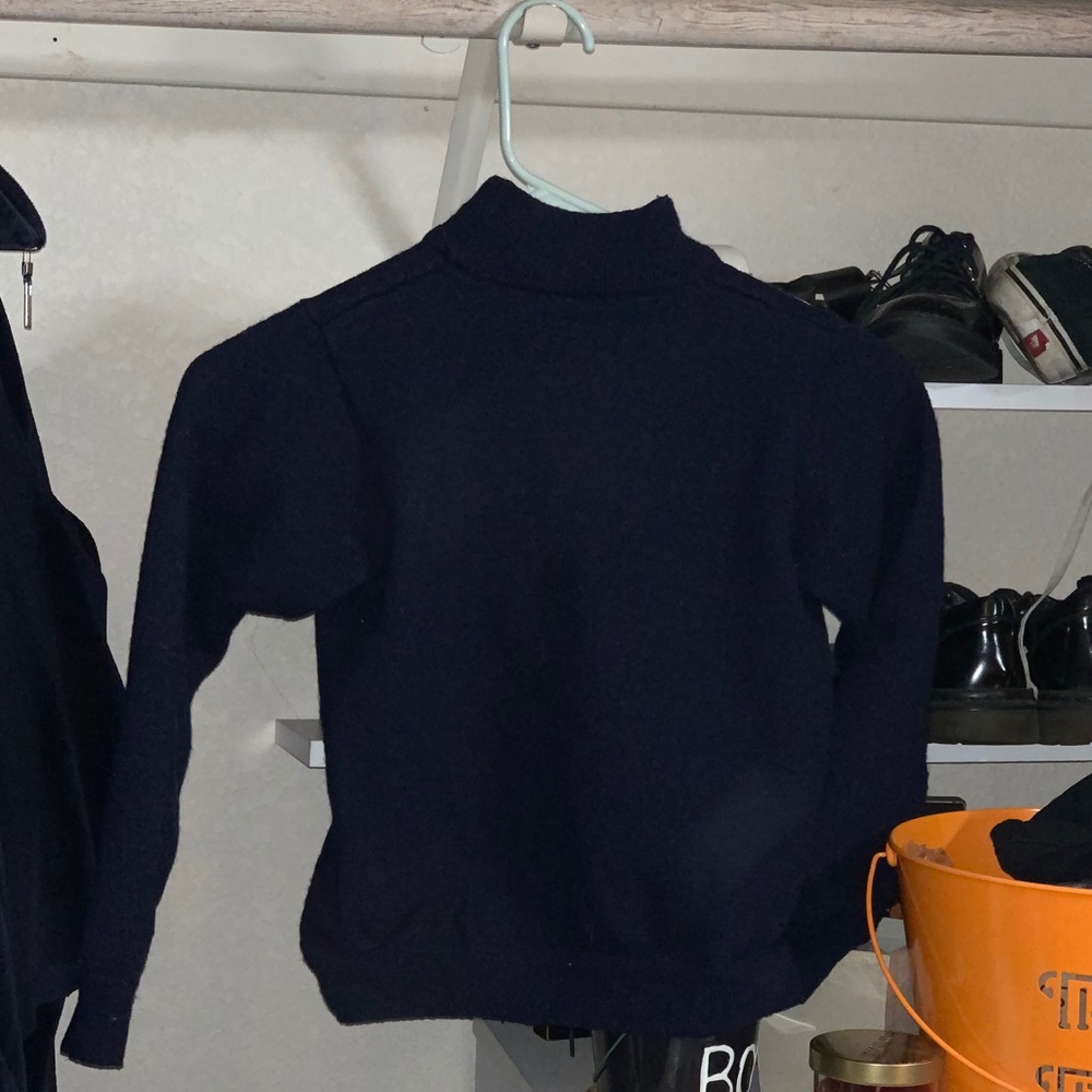 Blue turtle neck